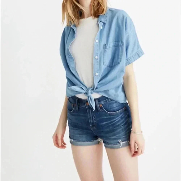 Madewell Womens Size 36 High-Rise Denim Jean Shorts Cut Off Frayed F7019 Stretch - Picture 5 of 11